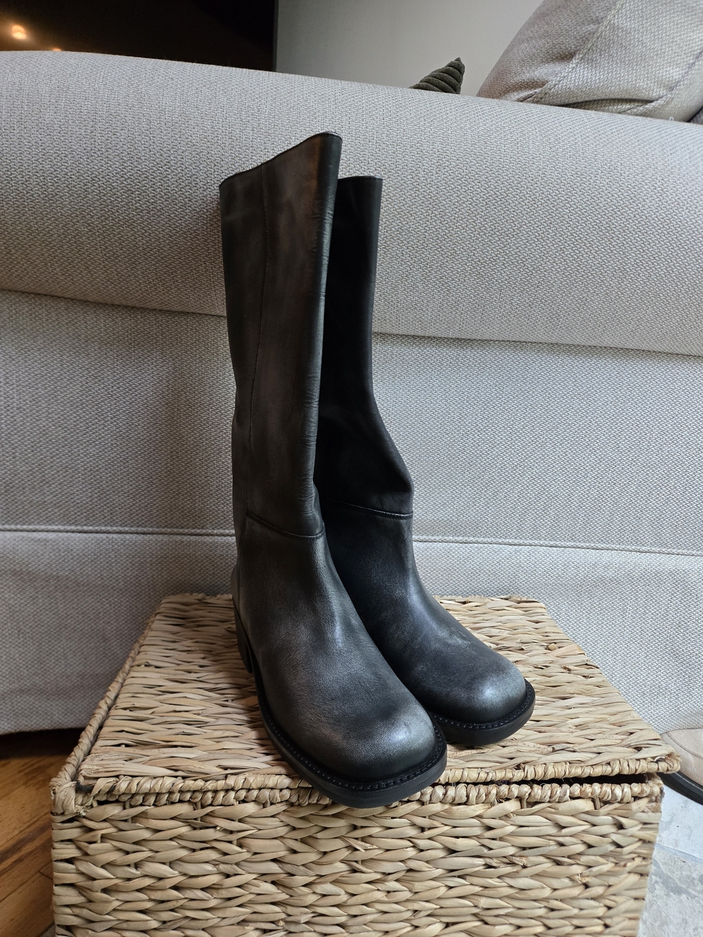 Free People Black Distressed Leather Boots